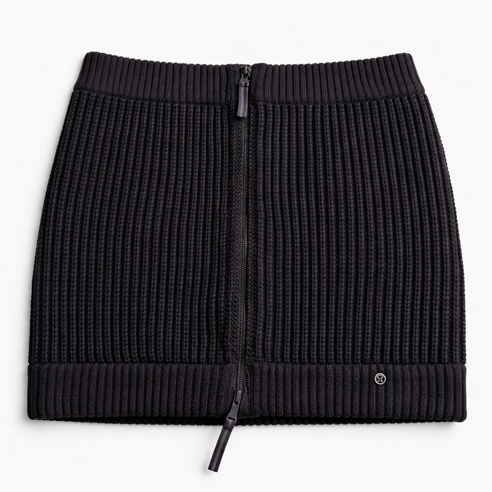 Lululemon Black Chunky Knit Double Zip Neck Wrap • One Size • Cozy Luxe